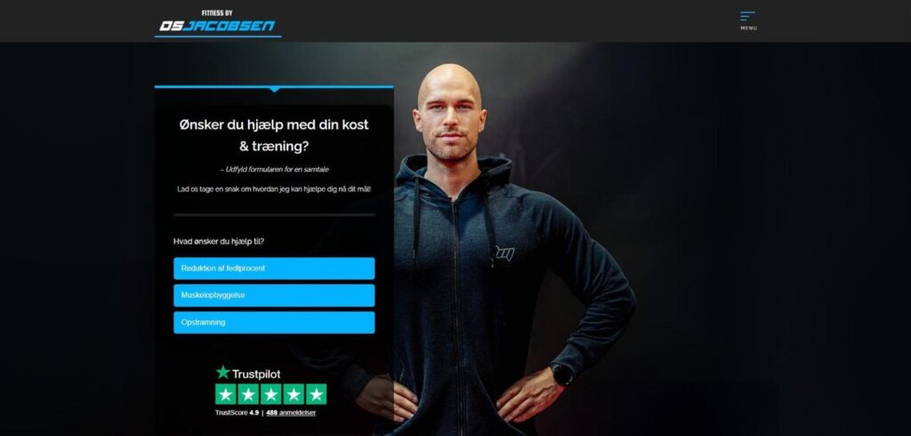 Forsiden på dennisjacobsen.dk med formular til samtale